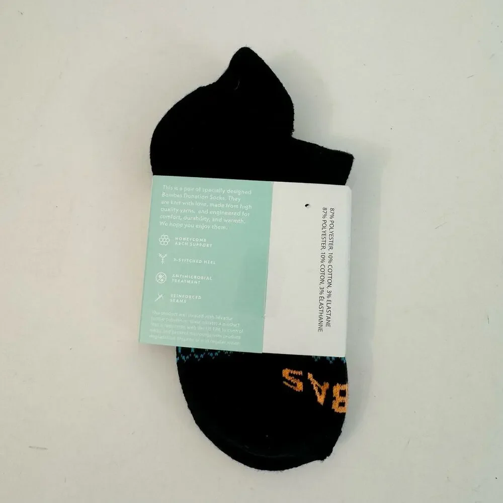 Bombas Low Cut Socks Black Honeycomb Size XS